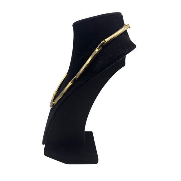 Gold Tone Cubic Zirconia Necklace Elegant Statement Design - Picture 4 of 8